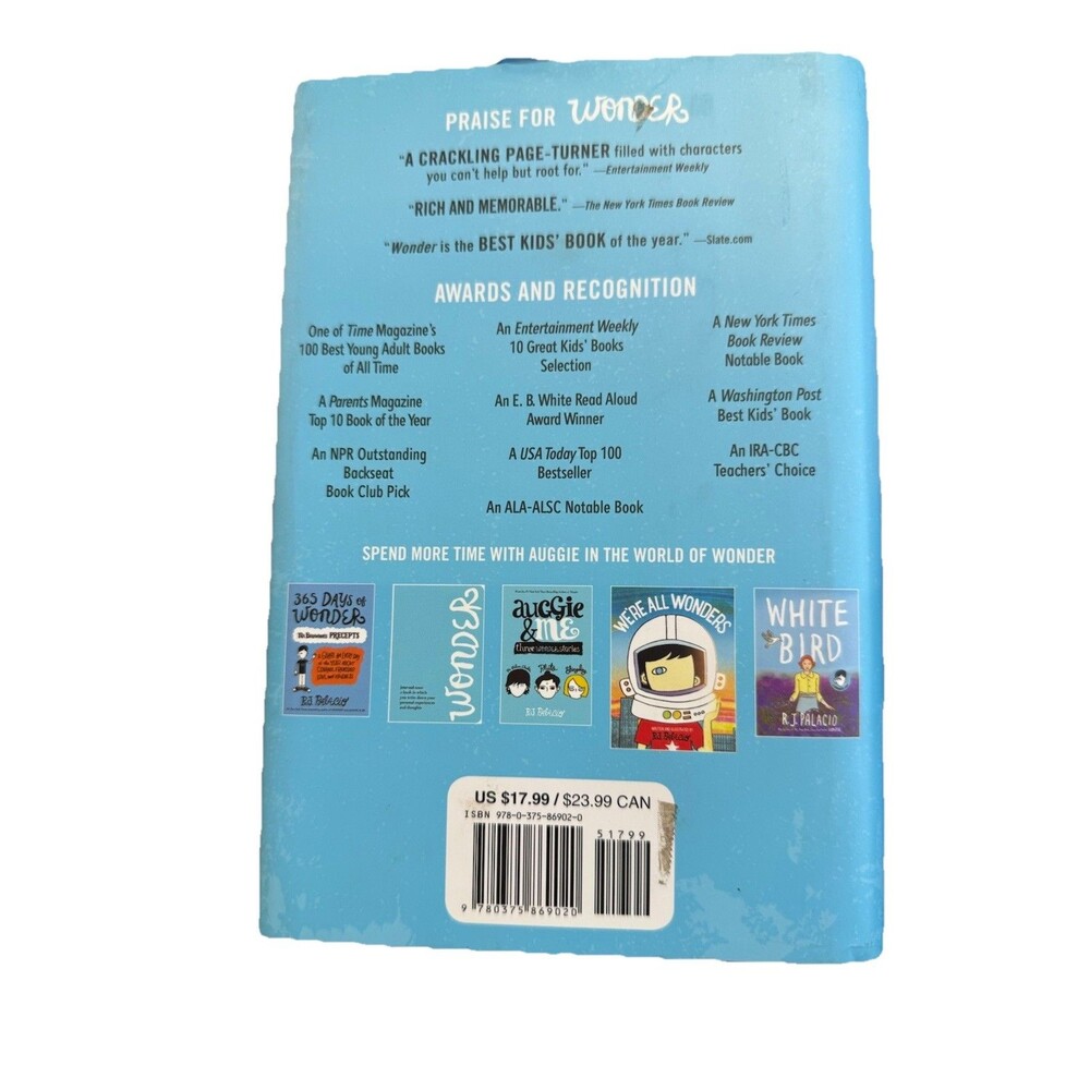 Wonder RJ Palacio Hardcover Novel Classroom Copy Teacher Name Written Inside - Picture 2 of 6